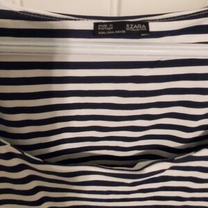 Zara Navy and White Striped Top